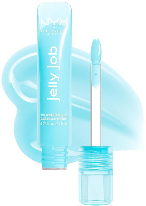 NYX PROFESSIONAL MAKEUP Jelly Job 립글로스 풀 바디 스무딩 하이퍼글로시 샤인 립 틴트 글로스 - 젤리 블러싱 (페일 핑크), 02 젤리 프로스트