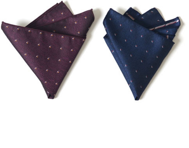 2종세트 네이비 와인 행거치프