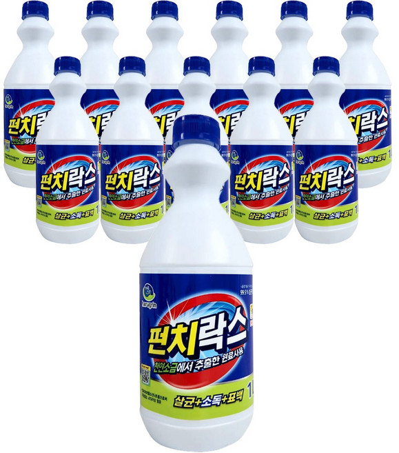 하루그린 살균 표백 청소 펀치락스 1L 가정용 곰팡이 세면대 욕실 바닥, 4040001 펀치 락스 1L 12개, 12개