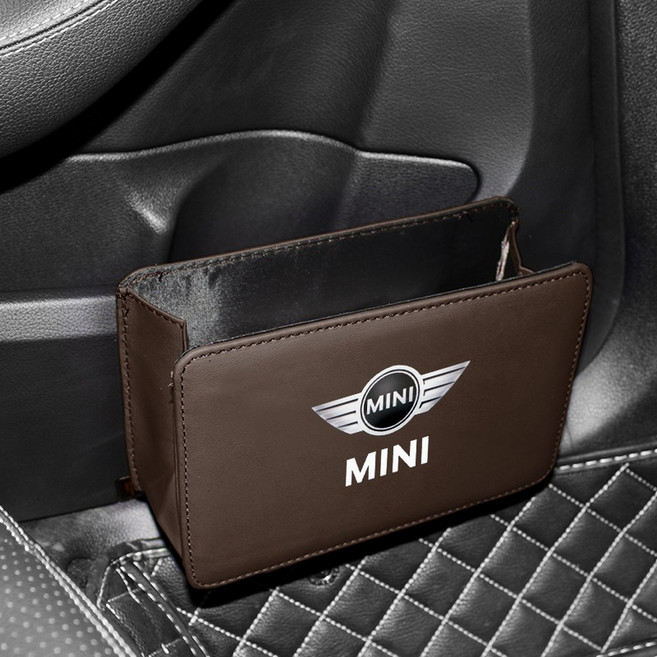 미니 쿠퍼 S 컨트리맨 R56 R50 R53 F56 F55 R60 용 다기능 접이식 행잉 자동차 보관함 쓰레기통 액세서리, 1Pcs Brown MINI, 1개, 1개