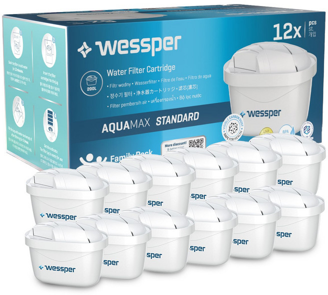 웨스퍼 필터(브리타 정수기 맥스트라 필터 호환), 단품, 12개