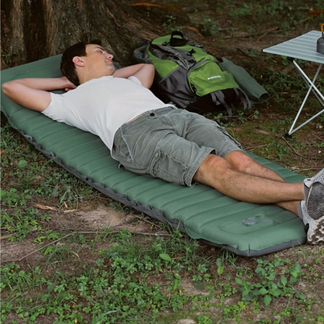 야외 캠핑용 접이식 발포 확장형 초경량 두꺼운 에어매트, 그린