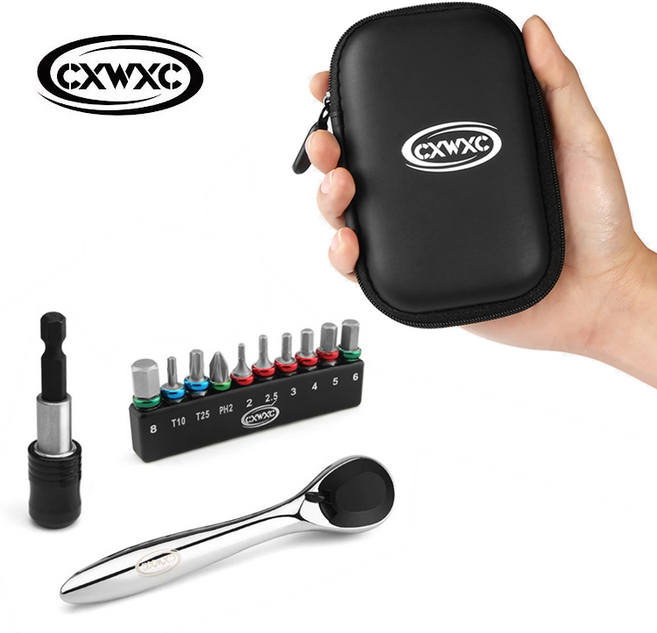 CXWXC 자전거 라이딩 휴대용 공구 라쳇 렌치 툴 세트 T03, 1개