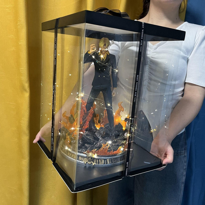 [다있지롱] 원피스피규어 상디 레진 37cm 삼대장, 산지 투명 조명 상자+토트백, 맞춤 메시지 카드, 1개