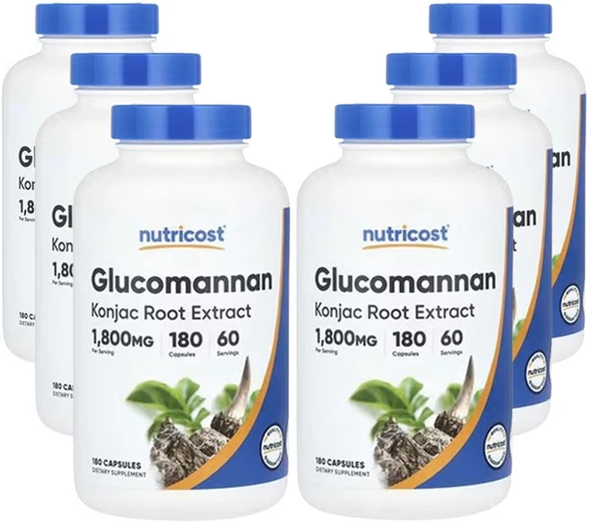 뉴트리코스트 글루코만난 곤약 뿌리추출물 1 800mg 180캡슐(1캡슐당 600mg), 6개, 180정, 180정 - 쿠팡