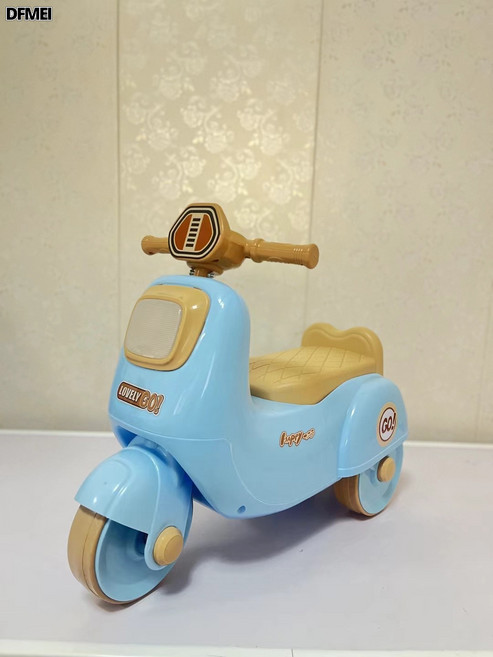 DFMEI 兒童男女寶寶學步摩托滑行車1-2-3-4小孩生日禮物三輪摩托車, 1個, 天空藍:如圖