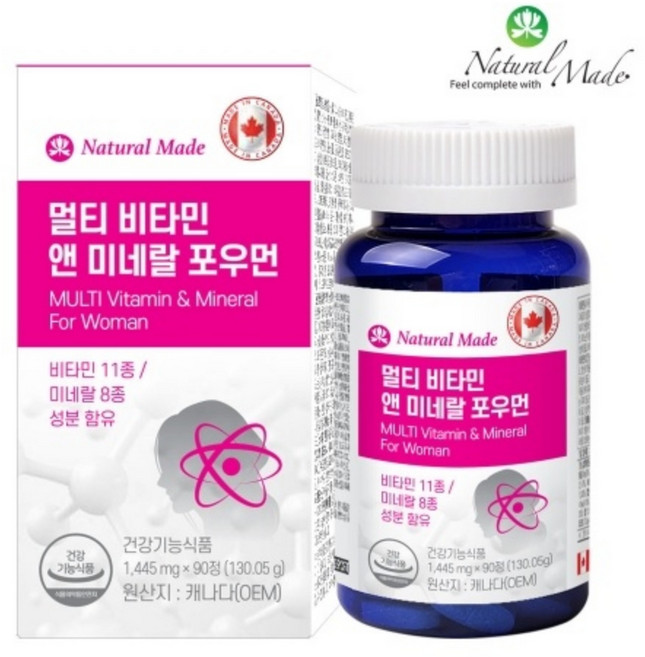 네츄럴메이드 멀티 비타민 앤 미네랄 포우먼 1445mg 90정, 1개