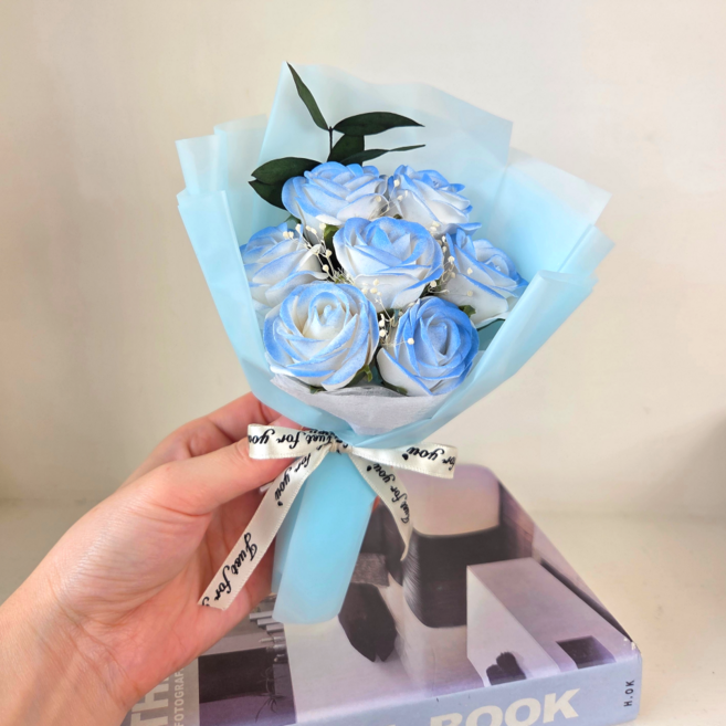 드림코브 비누꽃 드라이플라워 미니꽃다발, 스카이블루