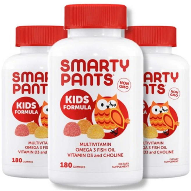 [1/2/3병 택1] SmartyPants 키즈 포뮬라 어린이 멀티비타민( 오메가3/피쉬오일/D3) 180구미타입, 3개, 180정 - 쿠팡