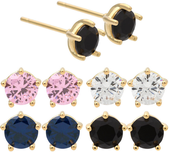 여성용 14K 데일리 심플 큐빅 핀 귀걸이 5mm JK23 + 선물케이스