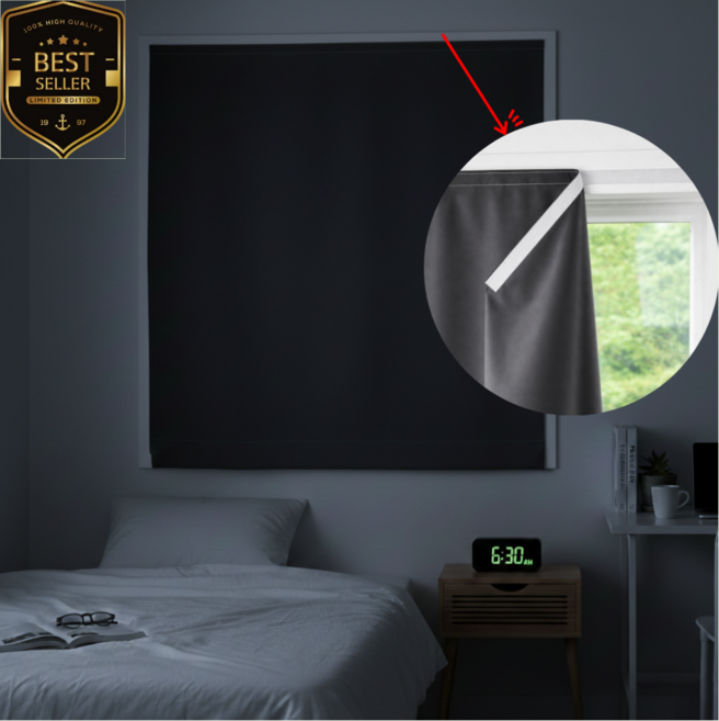 다온웨이 먼지 없는 완벽 빛 차단 벨크로 탈부착 암막커튼