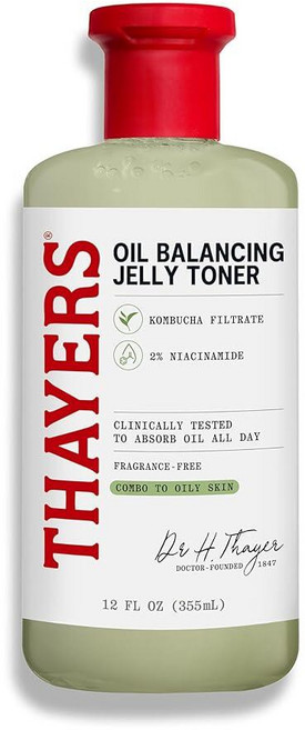 Thayers 오일 밸런싱 및 쿨링 젤리 토너 매트하고 수분을 공급하는 모공 감소 페이셜 복합성 지성 피부를 위한 스킨 케어 355ml(12온스) 204276, 세이어스 Thayers 오일 밸런싱 및 쿨링 젤리 토너, 1개