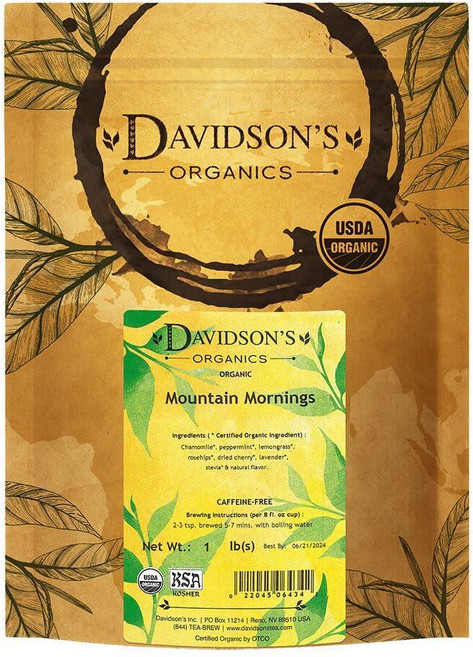 Davidson's Organics Tulsi 카모마일 꽃 잎차 473.2ml (16온스) 백130337, 1파운드 (1봉), 마운틴 모닝스, 1파운드