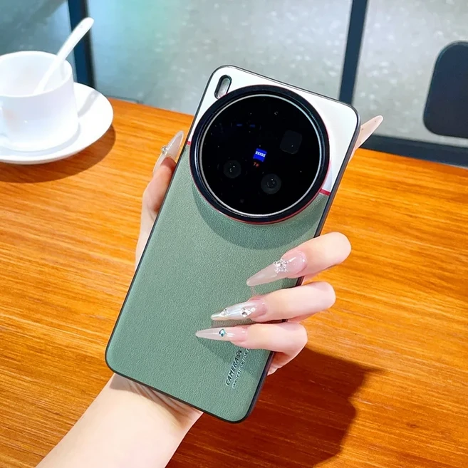 이중 색소 가죽 렌즈 보호 렌즈가 있는 VIVO X300 Ultra Pro x300S X200 X100용 폰 케이스 커버, 07 생체 X200 울트라, 03 육군 녹색