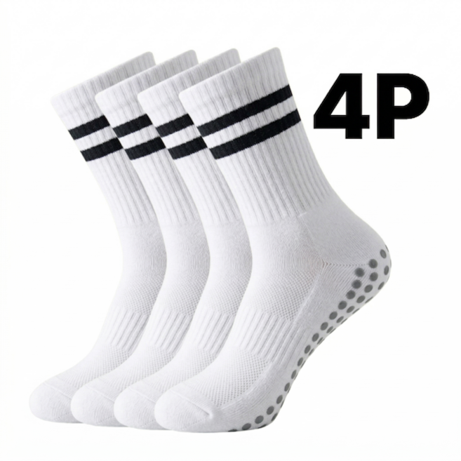 스포츠 논슬립 미끄럼방지 양말 4종세트, 4개, 화이트