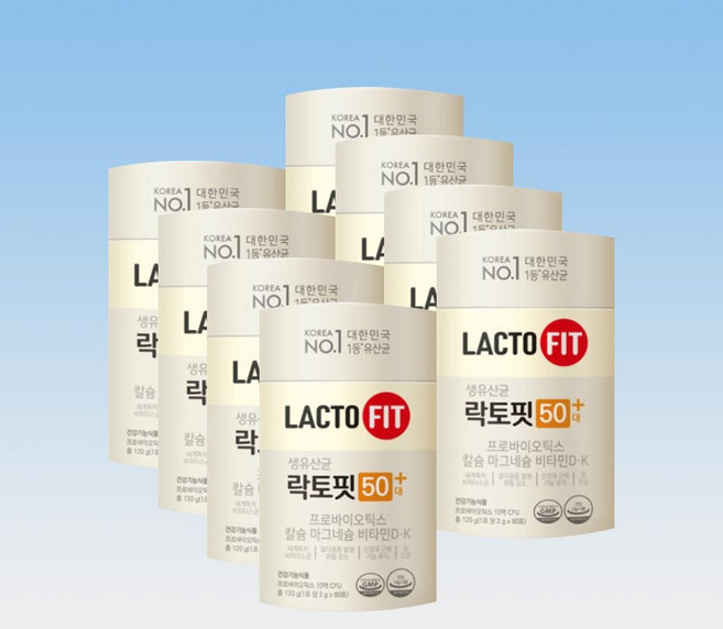 종근당 건강 락토핏 50대 플러스 장건강 뼈건강 프로바이오틱스 60포 8통 8개월분, 120g, 8박스
