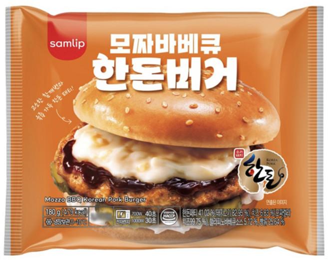 삼립 모짜바베큐 한돈버거, 180g, 3개