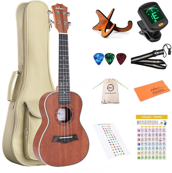 ADM 마호가니 우쿨렐레 세트 성인 초보자 추천, 1개, 소프라노