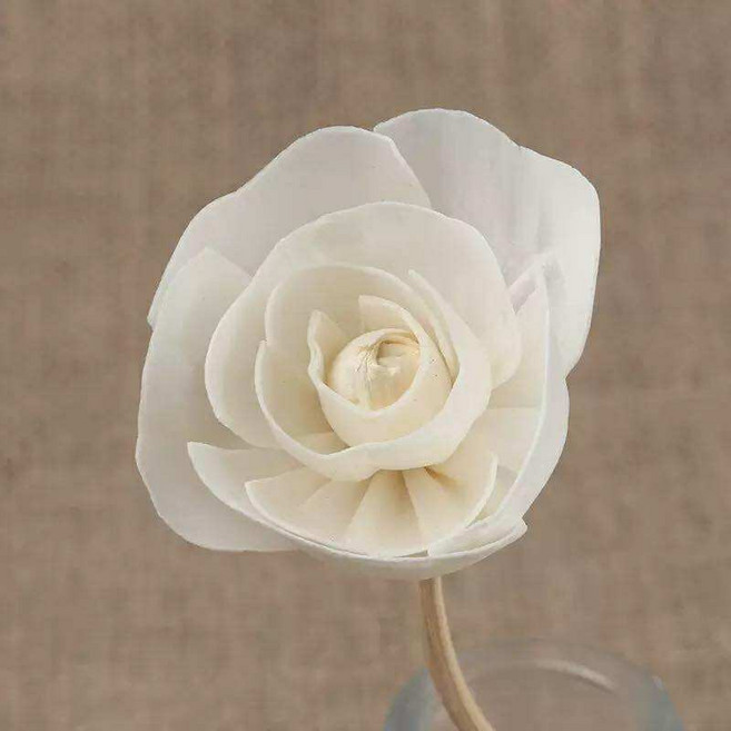 月季花擴香棒 室內香氛裝飾 仿真花擺飾, 1個, 月季花約5cm-附彎曲原色香薰棒