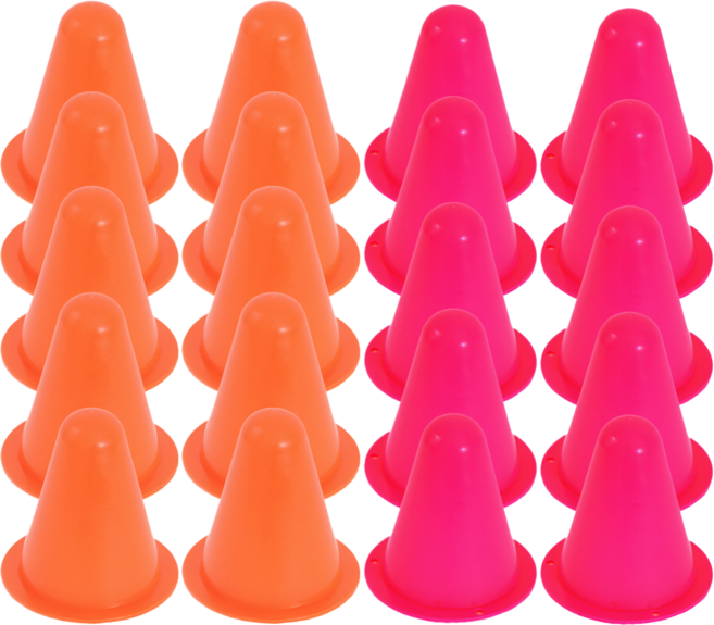 땅떼아 미니꼬깔콘 훈련 스텝 칼라콘, 20개, 오렌지 핑크ee