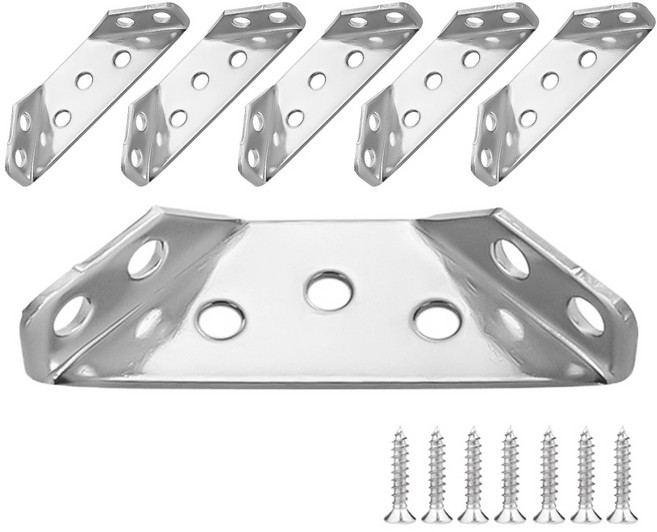 유스툴 스텐 3면 꺽쇠 브라켓 연결 보강 철물 나사 포함, 6개