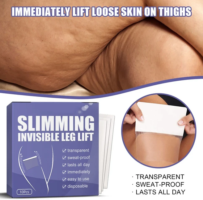 10pc 허벅지 컨투어링 리프팅 테이프 다리 투명 바디 초박형 내부 스티커의 처진 피부에 적합, 01 white - 쿠팡