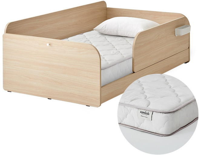 한샘 샘키즈 슈퍼싱글침대 SS 데이베드+안전가드 140cm+샘키즈 알러지케어 매트리스 SS, 크림화이트(A)