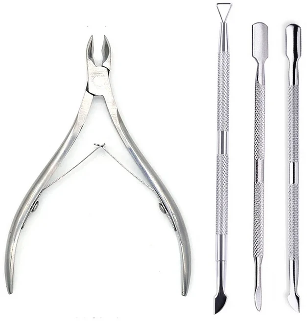 4개/대 전문 스테인레스 스틸 네일 커터 가위 니퍼 Muti 기능 큐티클 푸셔 리무버 케어 매니큐어 키트, 06 24