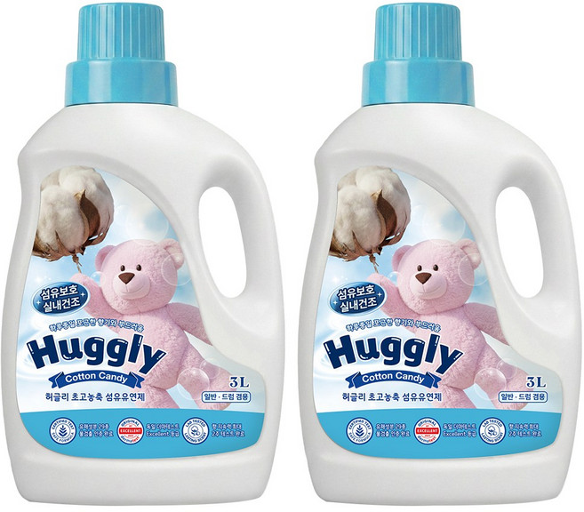 허글리 초고농축 섬유유연제 코튼캔디, 2개, 3L