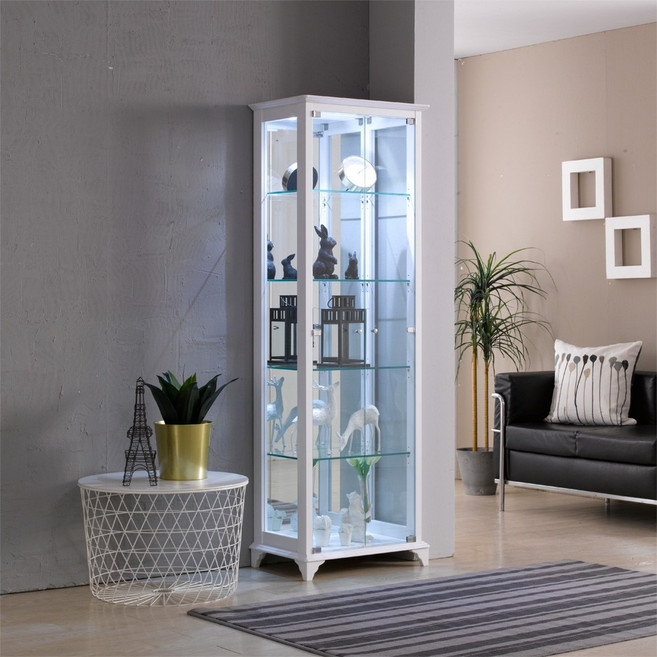 제이에스몰 아로마강화유리장식장 장식장, 5단-소(600)조명설치-화이트