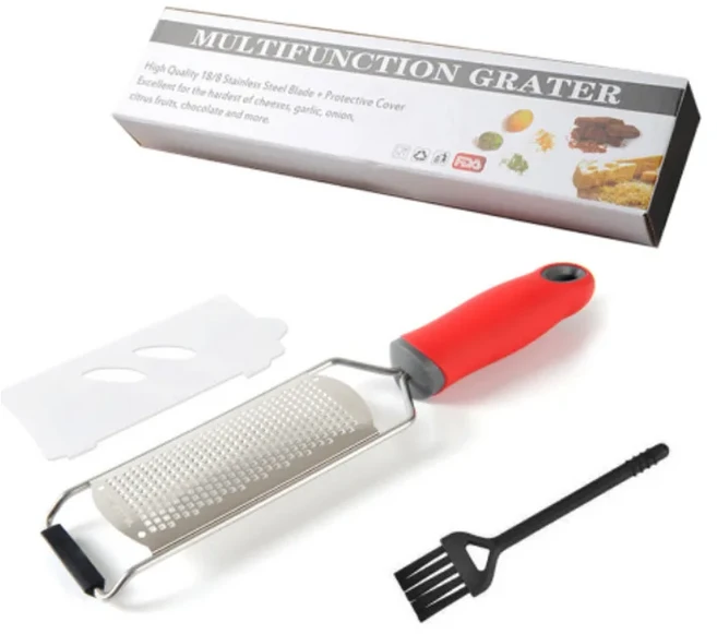 치즈 강판 및 레몬 제스터(보호 커버 포함) 청소 브러시 ​​스테인레스 스틸 치즈 슬라이서 식기 세척기 안, 05 Red Box