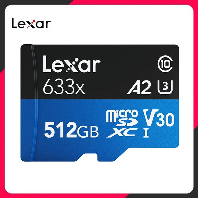 Lexar 휴대폰용 마이크로 SD 카드 633x 32GB V10 U1 MicroSDHC 메모리 64GB 128GB 256GB 512GB V30 MicroSDXC TF, 4.512GB