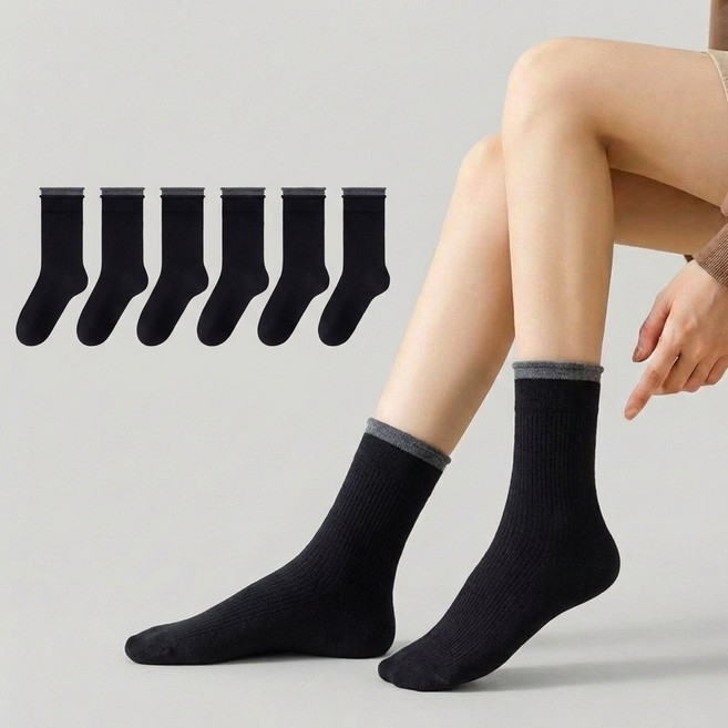 릴리아르 무압박 투톤 여성 양말 6켤레 세트