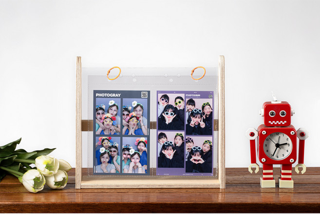 트리야 우드 포토인생 네컷 포카 바인더 액자 앨범 초음파 포토북, 내추럴+기본링, 2포켓, 1세트(10매)