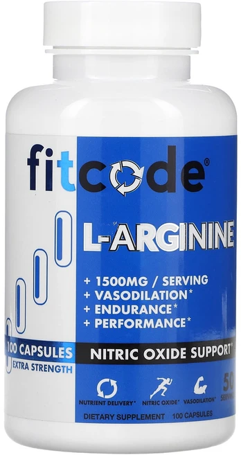 fitcode L-아르기닌 엑스트라 강도 1500mg 캡슐 100정(캡슐 1정당 750mg), fitcodeL아르기닌엑스트라강도1500mg캡슐100정, 1개, 100정 - 쿠팡