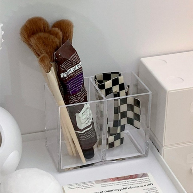 투명 아크릴 브러쉬꽂이 2칸, 1개