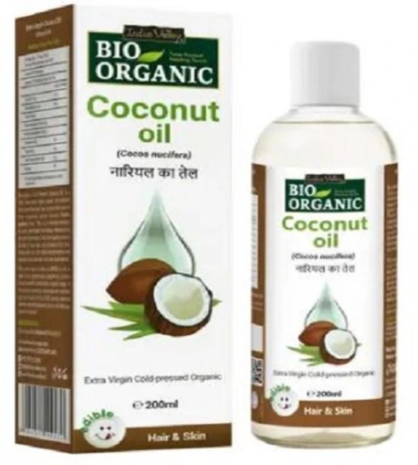 Indus Valley Bio Organic Extra Virgin Coconut Oil For Body Hair Skin & Baby Massage Oil Hair Oil, 1개, 200ml - 쿠팡