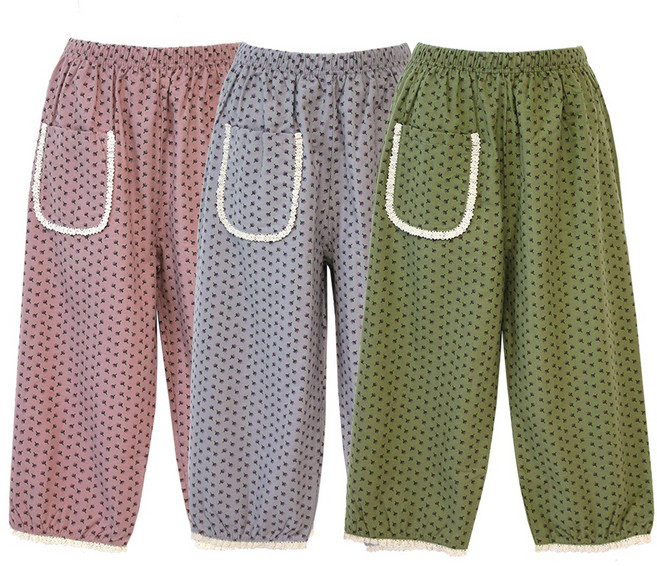 [애나스] EM3037 플라워 레이스 7부잠옷바지파자마