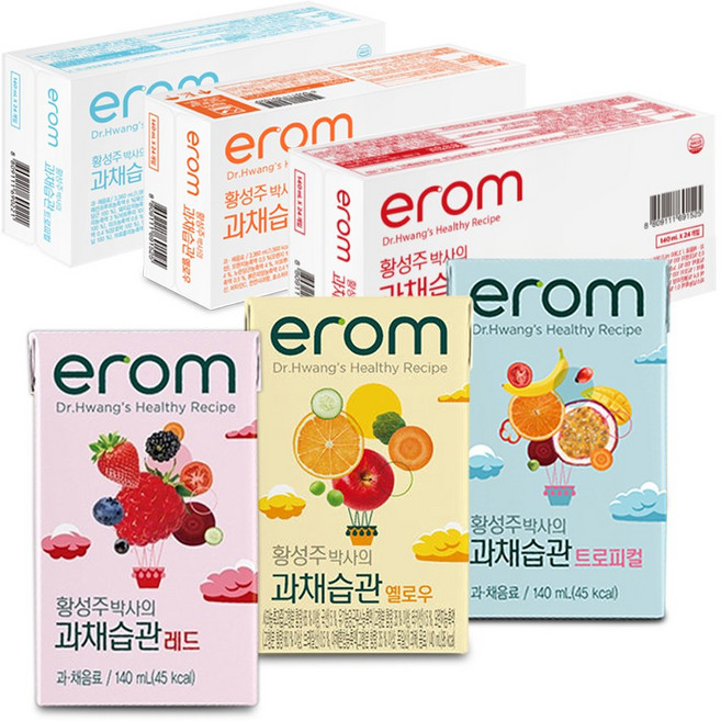 이롬 황성주박사의 과채습관 혼합주스 3종 (트로피컬 24팩+옐로우 24팩+레드 24팩) 140ml/72팩, 72팩, 140ml