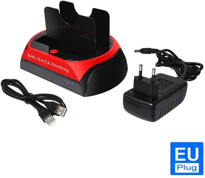 2.5 및 3.5 IDE/SATA 범용 하드 드라이브 도크 - 최대 이동성을 위한 듀얼 디스크 이중 용도 직렬 병렬 포, 04 EU