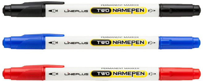 더이안 라인플러스 투 네임펜 트윈 양면 네임펜T, 낱개(1개), 블랙