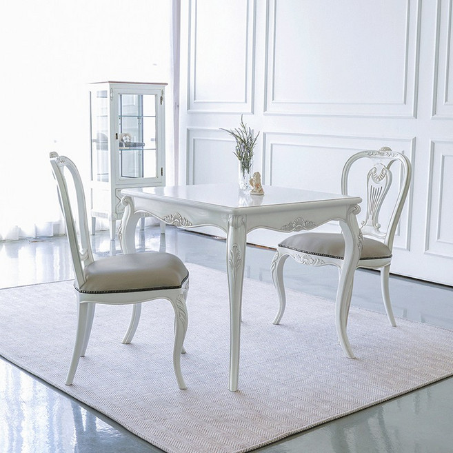 피어젠가구 봄베이 프렌치 엔틱 2인용 식탁세트 화이트