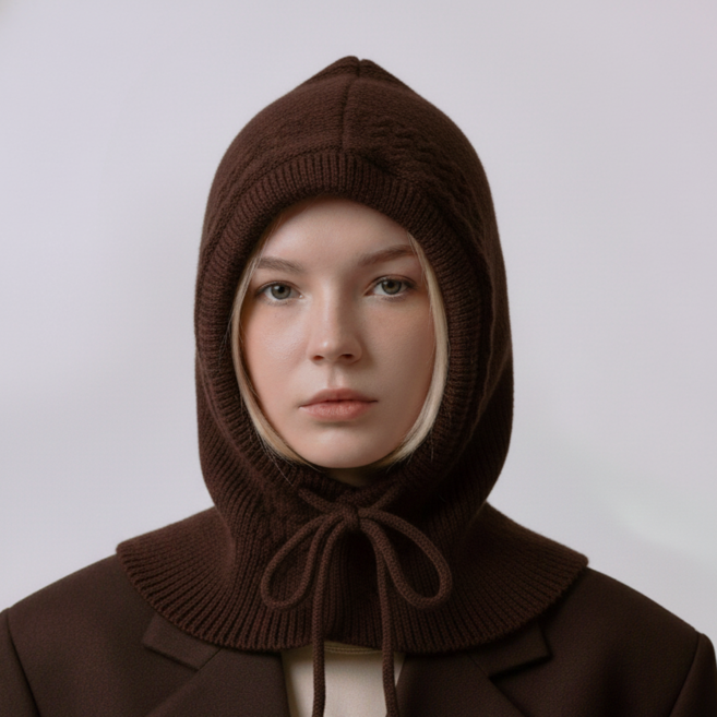 CALM 니트 오버사이즈 바라클라바, Brown, CCBCA001_릴렉스핏, 1개