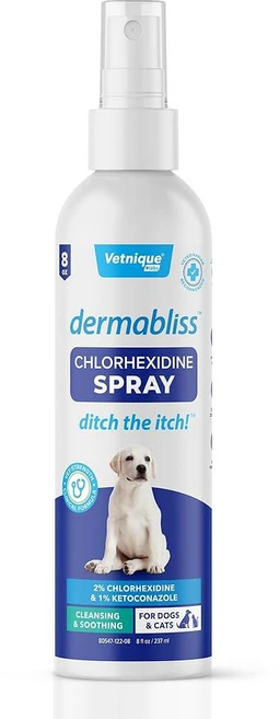 개와 고양이를 위한 베트니크 더마블리스 약물 클로르헥시딘 살균 스킨 스프레이 피부 감염 및 자극 지원 8온스 - 쿠팡