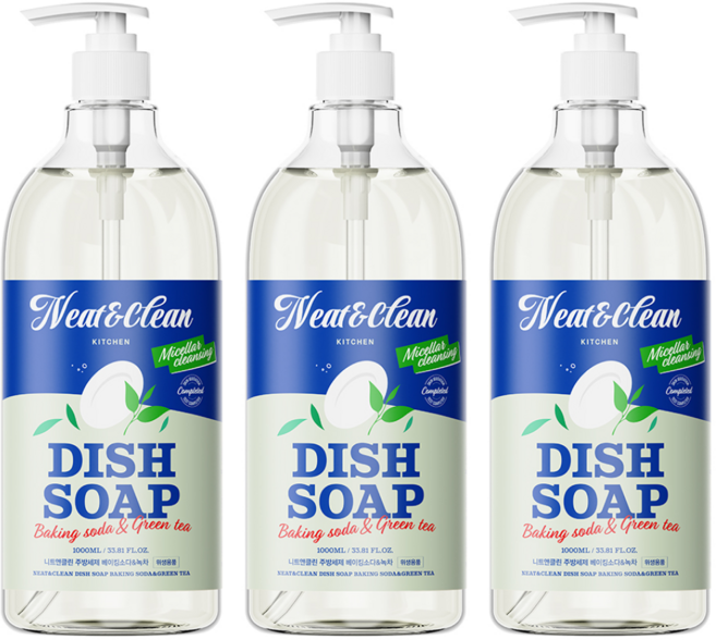 니트앤클린 주방세제 베이킹소다&녹차, 3개, 1L