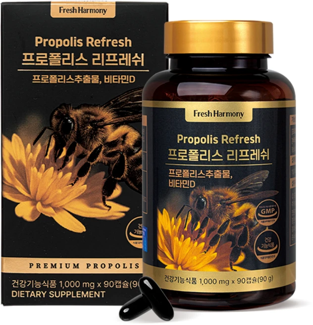[공식판매처] 프레쉬하모니 프로폴리스리프레쉬 항산화 스트레스 감소 칼슘흡수 1000mg, 1개, 90정 - 쿠팡