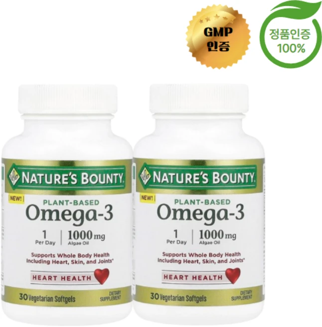 1+1 네이처스 바운티 식물성 오메가3 1000mg 30정, 2개 - 쿠팡