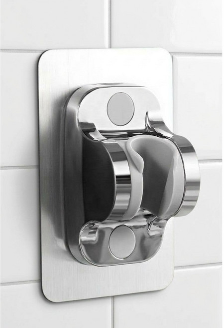 라핀다 무타공 강력접착 샤워기 거치대 1개, 메탈릭실버