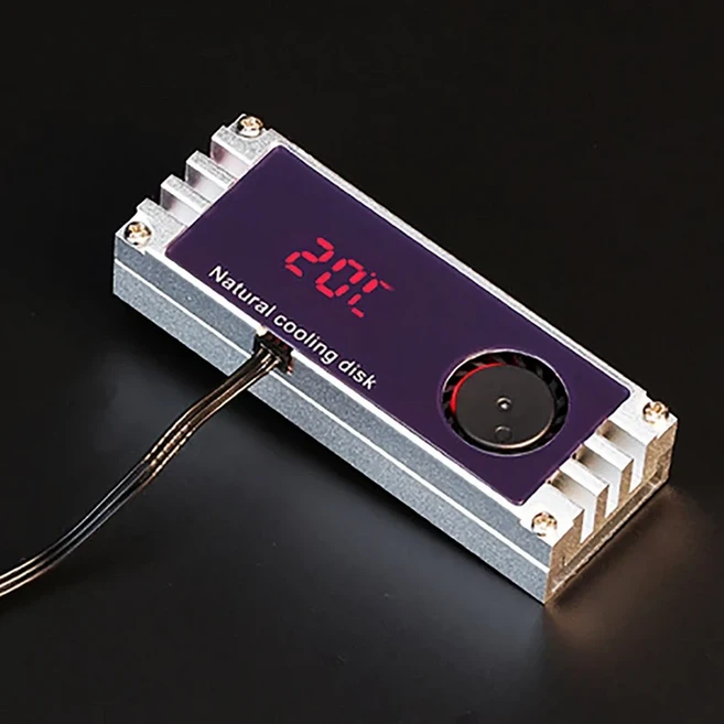 온도 OLED 디지털 디스플레이가 포함된 M2 SSD 방열판 냉각기 2280 NVME 솔리드 스테이트 하드 디스크 라디, 03 실버