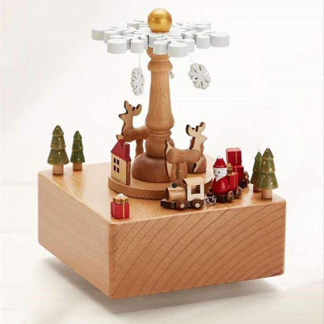 아트타임 크리스마스 원목오르골 우드 오르골 (7종) 대만 우드 오르골 움직이는 회전 오르골 인테리어소품 집들이선물, 크리스마스 눈꽃송이 오르골